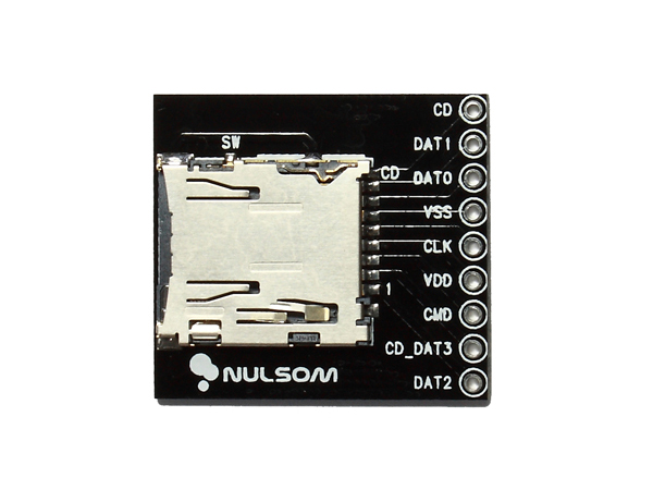 디바이스마트,MCU보드/전자키트 > 전원/신호/저장/응용 > SD/TF/메모리,NulSom Inc.,NS-SD01 (Micro SD 변환 보드),Micro SD Card을 브레드보드에 부착 할 수 있도록 2.54mm Pitch로 변환해주는 변환용 기판