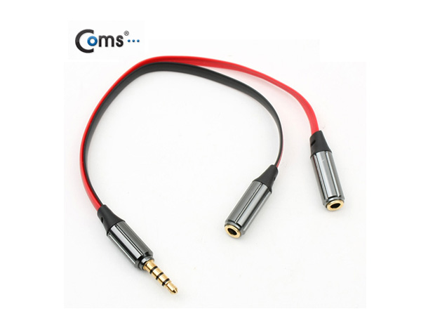 디바이스마트,케이블/전선 > 영상/음향 케이블 > 스테레오/RCA 케이블,Coms,스테레오 케이블(Y형/Flat) 15cm [NA382],3.5mm 스테레오 AUX 케이블 / Y형 플랫 케이블 / M-F 타입 / 길이 : 0.2M / 색상 : 블랙 + 레드