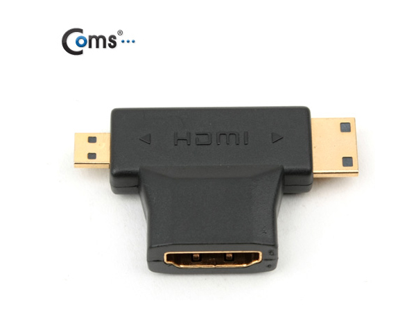 디바이스마트,케이블/전선 > 영상/음향 케이블 > HDMI/DVI 케이블,Coms,HDMI 변환 젠더,Mini HDMI(M)+Micro HDMI(M) to HDMI [VC389],HDMI T형 젠더 / HDMI FEMALE - Mini HDMI (C type) MALE - Micro HDMI (D type) MALE / 라즈베리파이 4B Pi400 제로 제로W 제로2W 호환