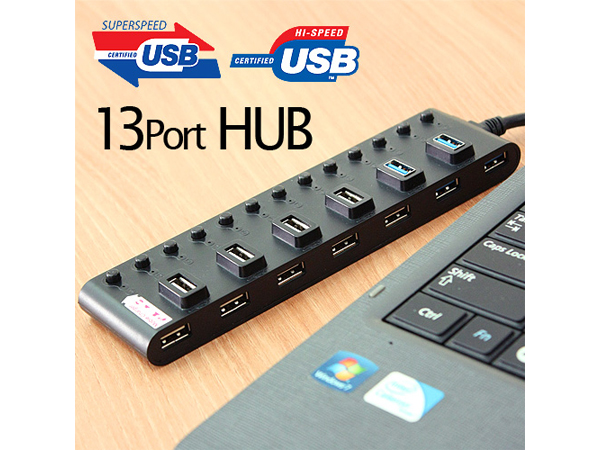 USB 13포트 멀티 허브(3.0 4Port/ 2.0 9Port) [MV437]