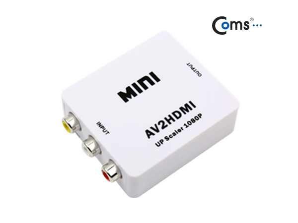 디바이스마트,컴퓨터/모바일/가전 > 네트워크/케이블/컨버터/IOT > 리피터/젠더/전원 케이블 > 컨버터,Coms,HDMI 컨버터(AV to HDMI) [PV449],아날로그 기기의 신호를 HDMI 신호로 변환