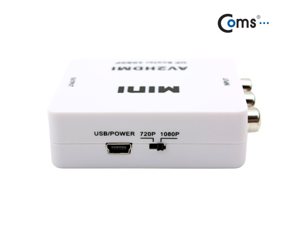 디바이스마트,컴퓨터/모바일/가전 > 네트워크/케이블/컨버터/IOT > 리피터/젠더/전원 케이블 > 컨버터,Coms,HDMI 컨버터(AV to HDMI) [PV449],아날로그 기기의 신호를 HDMI 신호로 변환