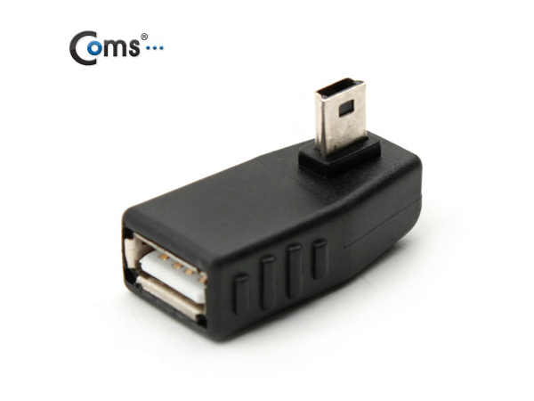 디바이스마트,컴퓨터/모바일/가전 > 스마트폰/스마트기기 > 케이블/젠더 > 젠더,Coms,USB 젠더 - Mini 5P(M)/A(F) [BE579],좌향 90도 꺽임형 연장 젠더