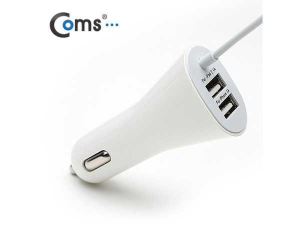 디바이스마트,컴퓨터/모바일/가전 > 게임/취미/캠핑용품 > 차량내부용품 > 실내용품,Coms,아이폰5 차량용충전케이블 USB 2Port [IT519] ,2.1A+1A / 케이블길이 :35cm