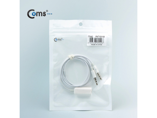 디바이스마트,컴퓨터/모바일/가전 > 스마트폰/스마트기기 > 케이블/젠더 > 애플 전용 케이블,Coms,아이폰 스테레오 Y형 케이블(마이크/이어폰) [IT542],스마트폰 이어폰,마이크 연장 케이블 / 3.5mm 암(Female) / 수(male)*2