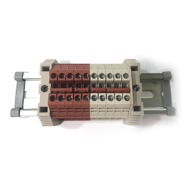 디바이스마트,커넥터/PCB > 터미널블럭 > DINKLE (Rail 산업용) > 2.5㎟ mini series,,DK2.5N SC [SET1] 회로보호 배전용 단자대 키트,DK2.5N 레드/베이지컬러 10pcs DIN Rail Terminal Blocks, 12-22 AWG, 2.5mm²,  20 Amp, 600 Volt