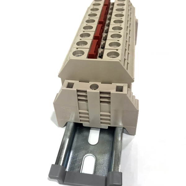 디바이스마트,커넥터/PCB > 터미널블럭 > DINKLE (Rail 산업용) > 10㎟ mini series,,DK10N SC [SET1] 회로보호 배전용 단자대 키트,DK10N 베이지컬러 10pcs DIN Rail Terminal Blocks, 6-20 AWG, 10mm², 60 Amp, 600 Volt