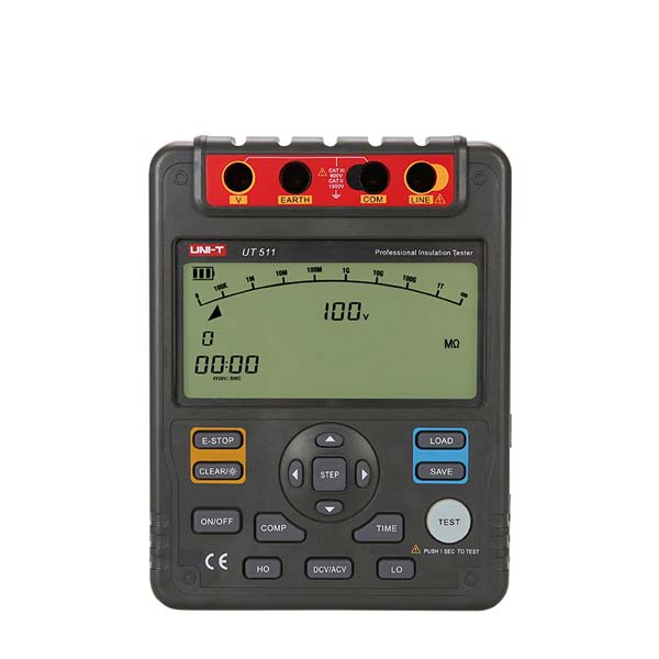 디바이스마트,계측기/측정공구 > 전기/전자 계측기 > 밀리/메가/접지저항,UNI-T,절연 저항 테스터기 UT511,대형 변압기, 발전기, 고전압 모터 등의 절연 저항을 측정합니다. 또한 PI, DAR 및 기타 중요한 사양을 측정 할 수 있습니다. 측정 된 데이터는 PC 소프트웨어를 통해 분석 할 수 있습니다.