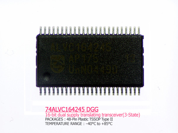 디바이스마트,반도체/전자부품 > 로직 IC > 버퍼/드라이버/트랜시버/리시버,Texas Instruments,SN74ALVC164245DGG(TSSOP48),3V,5V버스라인이 혼재되어있는 회로에 사용되는 신호 매칭신호용 트랜시버 TTL, 소형패키지, TSSOP,0.5피치