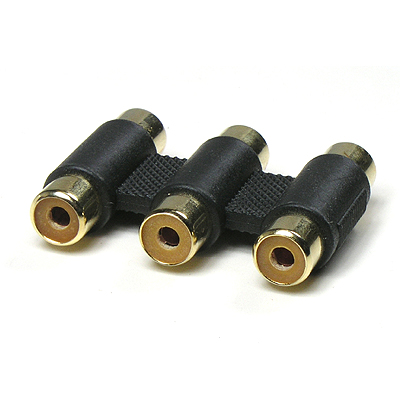디바이스마트,케이블/전선 > 영상/음향 케이블 > 스테레오/RCA 케이블,Coms,RCA 연장 젠더[RCA F/F * 3] [G9006],RCA 3열 연장 젠더 / FEMALE - FEMALE / Black