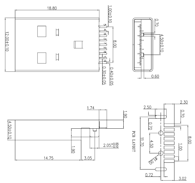 USB 3.0 A/M SMT 커넥터 [NW3-USBC-010] / 디바이스마트