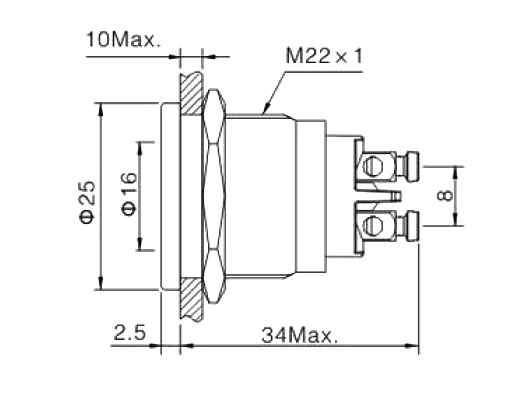 22MM 메탈 판넬형 불투명 LED 24V 흰색 (나사타입)[MSW-405] / 디바이스마트