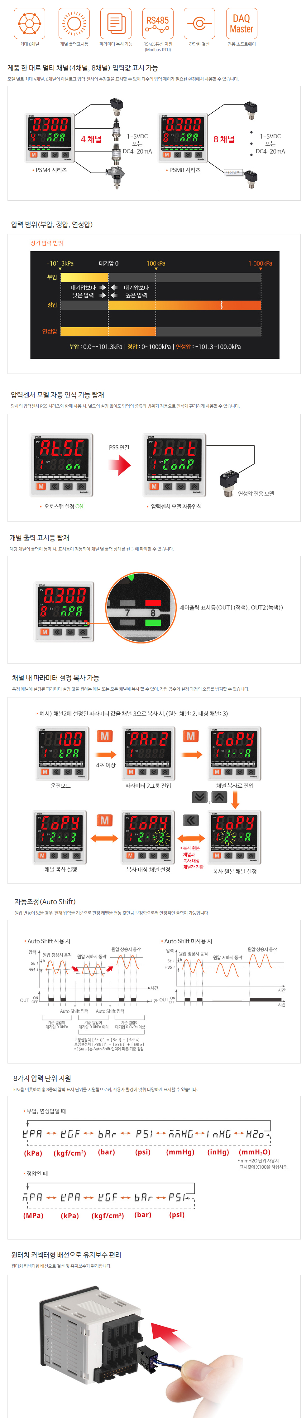 다채널 압력 센서 표시기 PSM8-AD / 디바이스마트