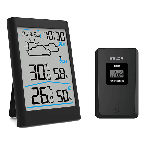 BALDR Weather Station with 3 Reote Sensors, AC Powered Indoor Outdoor