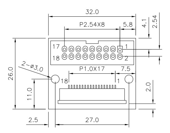 18핀, 1.0mm pitch FFC FPC to Connector 변환보드 / 디바이스마트