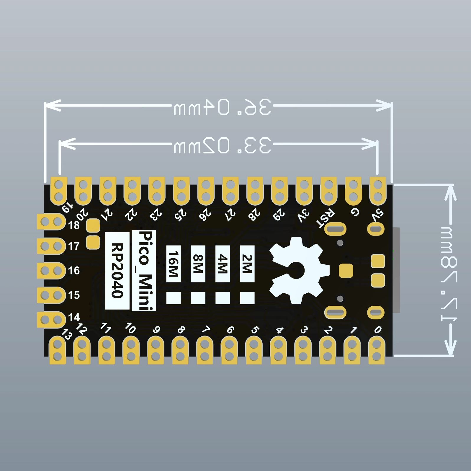 RP2040 Pico Mini 16MB 라즈베리파이 피코 호환보드 [CMODULE-19] / 디바이스마트