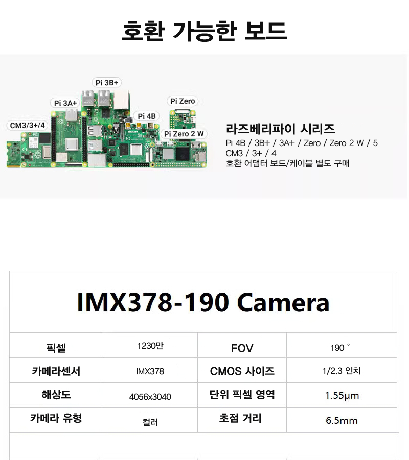 라즈베리파이 IMX378 12.3MP 파노라마 카메라 모듈 [TYE-RPC03] / 디바이스마트