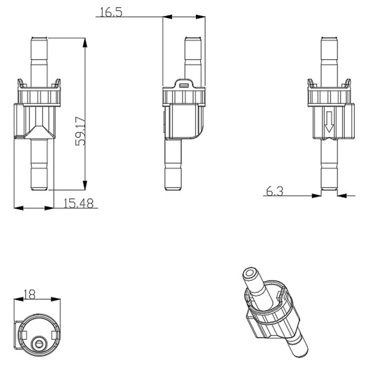 유량센서 YF-TM02 1.2mm [TSC-WFS18] / 디바이스마트