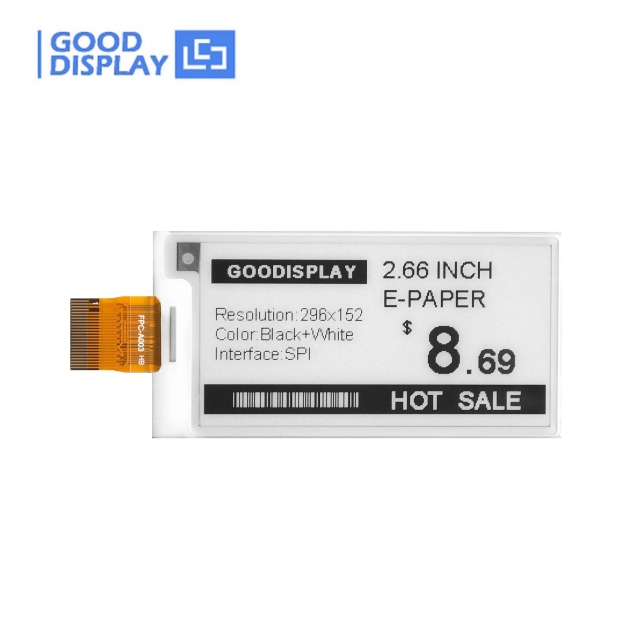 2.66인치 296x152 저온 E-paper 디스플레이 GDEY0266D91LT / 디바이스마트