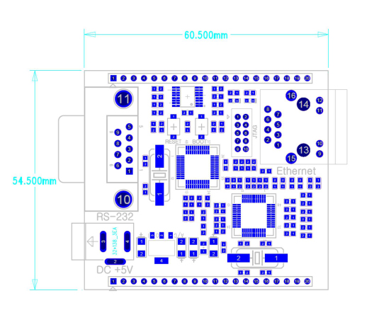 STM32F103 EthernetModule(YNY-001), Module Diension