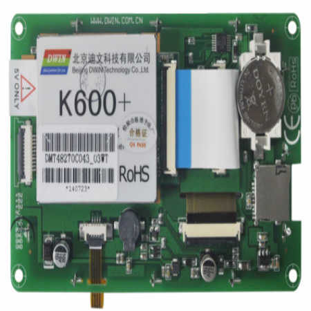 디바이스마트,LED/LCD > LCD COLOR > 칼라터치 LCD패널 > 6인치 컬러터치 LCD패널,DWIN,DMT48270C043_03WT ( 4.3인치 DGUS 간편 프로그램, UART LCD 일체형 모듈 ),4.3" 4선 압전식 터치 스크린, 16:9, 480x270, 65K Color, 300 nit 밝기, DGUS 간편 프로그램, 전압[V] 5(3.3~6), 전류[mA] 360mA@5V, 온도[C] -20/+70, 폰트 32MB, 그림 저장 256MB/836pcs, 56KB RAM, 3.3V TTL/COMS 인터페이스, Micro SD Card로 그림 파일 다운 로드, 1mm FCC10핀 커넥터, RTC, 부저 기능