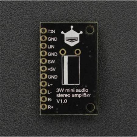 디바이스마트,MCU보드/전자키트 > 음악/앰프/녹음 > 앰프/증폭,DFROBOT,3W 미니 오디오 스테레오 앰프 [DFR0119],스테레오 서라운드 사운드 구현 가능 / 입력 전원 3.6-5V / 파워 3W / 핀 간격 2.54mm / 24.5x15.5x3mm