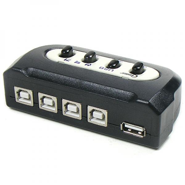 컴스 USB 수동 선택기 4:1, A 타입 1포트/ B타입 4포트【 Coms-UM41BA 】
