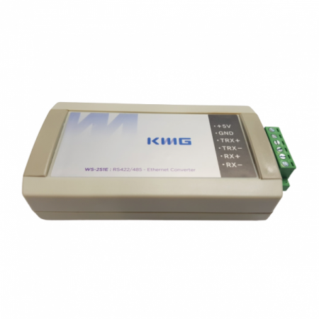 디바이스마트,MCU보드/전자키트 > 통신/네트워크 > 이더넷/PoE(Power over Ethernet),거명,RS-422/485 to Ethernet Converter(WS-2S1E),WS-2S1E는 RS-422/485 프로토콜을 TCP/IP 프로토콜로 변환하는 게이트웨이 장치이다. 이 모듈은 RS-422/485 시리얼 인터페이스를 갖는 기존의 장치에 연결하여 TCP/IP 네트워크를 통해 장치를 제어하거나 원격으로 관리할 수 있다.