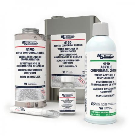 디바이스마트,화학/산업/안전 > 표면처리제 > 코팅제/광택제 > 코팅제,MG Chemicals,프리미엄 아크릴 코팅제 [419D-1L],[945 ml, 1 QT / Liquid] 419D 아크릴 회로보호 코팅제는 크실렌 및 톨루엔 무함유 제품으로서 건조가 빠른 뛰어난 마감재료입니다. 이 코팅은 사용이 간편하며 고가 또는 특수 도포 장비가 필요치 않습니다. 다습한환경과 간단한 보수 또는  재작업을 요하는 용도에 적합합니다. 419D 코팅은 부식, 합선을 유발하거나 전기 부품을 손상시킬 수 있는 습기,오물, 먼지, 열 충격과 스크래치로부터 전기 회로를 보호하며 고압 아크방전, 합선및 정전기