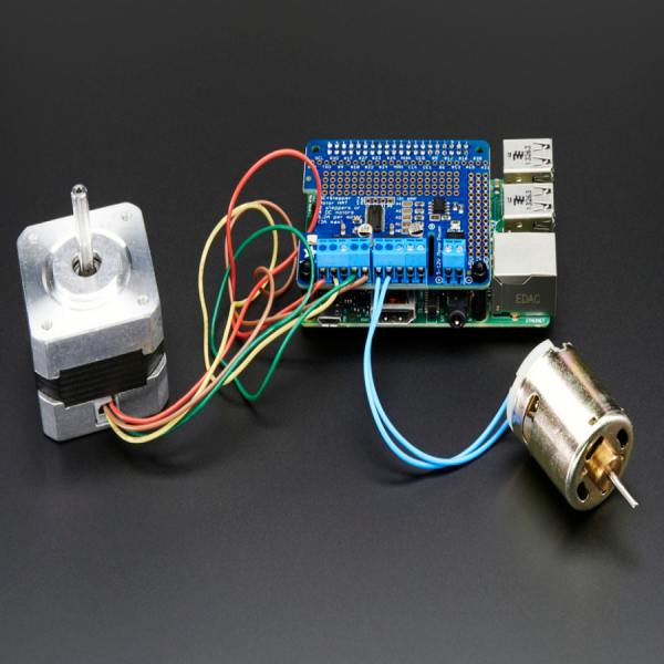 디바이스마트,MCU보드/전자키트 > 버튼/스위치/제어/RTC > 모터/모터컨트롤,Adafruit,Adafruit DC & Stepper Motor HAT for Raspberry Pi - Mini Kit [ada-2348],라즈베리파이 호환 add-on / 65mm x 56mm x 13mm / 4개의 H-Bridges (각 1.2A, 최대 3A) / 4.5 ~ 13 VDC / 최대 4개의 양방향 DC 모터 및 2개의 스텝모터 가능 / 라즈베리파이 A+, B+, 2 와 호환! (라즈베리파이, 모터, 배터리 팩은 별매)