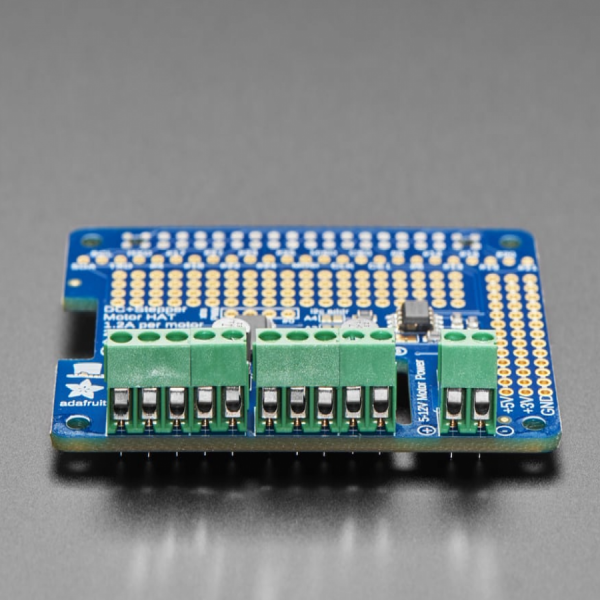 디바이스마트,MCU보드/전자키트 > 버튼/스위치/제어/RTC > 모터/모터컨트롤,Adafruit,Adafruit DC & Stepper Motor HAT for Raspberry Pi - Mini Kit [ada-2348],라즈베리파이 호환 add-on / 65mm x 56mm x 13mm / 4개의 H-Bridges (각 1.2A, 최대 3A) / 4.5 ~ 13 VDC / 최대 4개의 양방향 DC 모터 및 2개의 스텝모터 가능 / 라즈베리파이 A+, B+, 2 와 호환! (라즈베리파이, 모터, 배터리 팩은 별매)