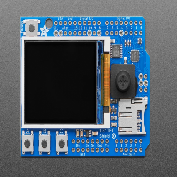 디바이스마트,오픈소스/코딩교육 > 아두이노 > 아두이노 호환쉴드,Adafruit,Adafruit 1.8' Color TFT Shield w/microSD and Joystick - v 2 [ada-802],아두이노 호환 / 1.8인치 TFT / 69mm x 53.5mm / 128x160 / microSD 슬롯 & 5-way joystick navigation switch