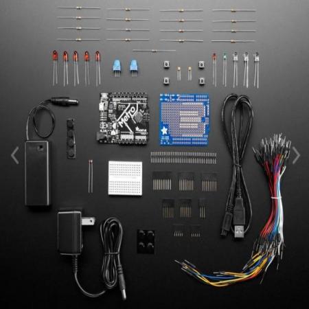 디바이스마트,오픈소스/코딩교육 > 아두이노 > 아두이노 교육용키트,Adafruit,Adafruit Metro 328 Starter Pack [ada-3345],전기, 전자 그리고 마이크로컨트롤러에 대한 공부를 위한 아두이노 키트입니다. Adafruit Metro 328 w/ Headers 제품이 포함되어 있으며, USB 케이블, 프로토실드 키트, 브레드보드, 아답터(110V), 배터리 케이스, LED, 저항 등 교육에 필요한 부품들이 모두 포함되어 있습니다(상세설명 참조)