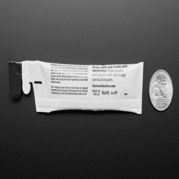 디바이스마트,화학/산업/안전 > 표면처리제 > 코팅제/광택제 > 코팅제,Adafruit,Bare Conductive Paint Pen - 10mL [ada-1306],Bare Conductive Paint 는 DIY 프로젝트에 가장 적합한 다용도, 무독성 액체 전도성 펜 입니다. 상온에서 건조가능하며, 종이, 나무, 벽, 직물, 플라스틱 등 다양한 곳에 사용 가능합니다. 물+비누로 제거 가능합니다.(방수기능이 없습니다.)