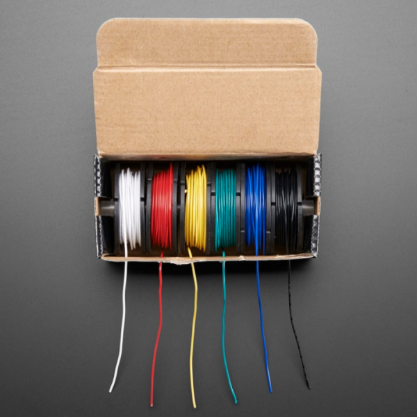 디바이스마트,케이블/전선 > FFC/FPC 케이블 > 와이어랩,Adafruit,Hook-up Wire Spool Set - 22AWG Solid Core - 6 x 25 ft [ada-1311],22AWG, 7.62m / 브레드보드(및 터미널 블록)에 널리 쓰일 수 있는 와이어 키트입니다. 6개의 단심 전선롤이 포함되어 있으며, 구부렸을 때 모양을 꽤 잘 유지합니다. 와이어 스트리퍼를 사용하시면 더욱 편리합니다. / 박스 : 25.4 x 5.1 x 5.1 cm