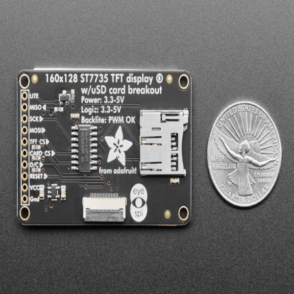 디바이스마트,LED/LCD > LCD COLOR > 칼라 LCD패널 > 2인치 이하 컬러 LCD패널,Adafruit,1.8' Color TFT LCD display with MicroSD Card Breakout - ST7735R [ada-358],1.8인치 display / 128x160 color pixel / Nokia 6110과 유사한 LCD / true TFT / ST7735R controller / Built-in microSD slot / 34 x 56 x 6.5mm