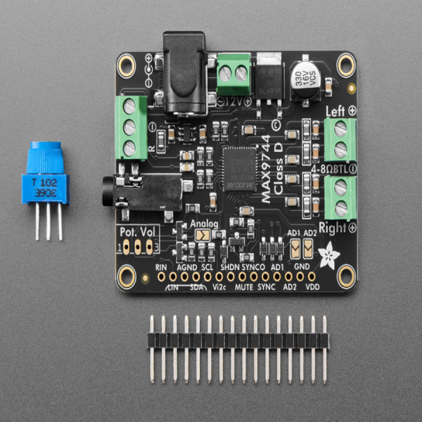 디바이스마트,MCU보드/전자키트 > 음악/앰프/녹음 > 앰프/증폭,Adafruit,Stereo 20W Class D Audio Amplifier - MAX9744 [ada-1752],20W stereo / 2채널, 4~8옴 임피던스 스피커 활용 가능(최대 각 20W) / 5-12VDC / 3.5mm stereo잭 / 배터리효율 최대 93%(저전력) / 29.5dB max / 54 x 41mm 크기