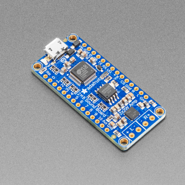 디바이스마트,MCU보드/전자키트 > 음악/앰프/녹음 > 앰프/증폭,Adafruit,Adafruit Audio FX Sound Board + 2x2W Amp - WAV/OGG Trigger - 2MB [ada-2210],당신의 프로젝트에 오디오/사운드 이펙트를!! / 2개의 2W 스테레오(클래스D) 앰프 포함 / Audio FX 사운드 보드 포함 / 배터리, 스피커, 브레드보드, 택트 스위치 미포함 / 3 to 5.5 VDC / 5종류의 트리거 효과