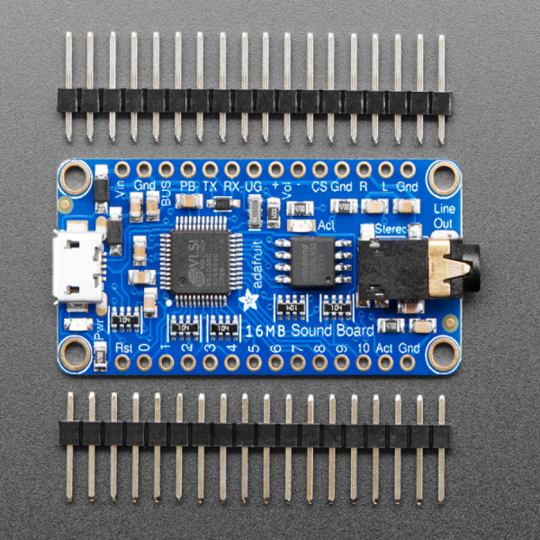 디바이스마트,MCU보드/전자키트 > 음악/앰프/녹음 > 기타,Adafruit,Adafruit Audio FX Sound Board - WAV/OGG Trigger with 16MB Flash [ada-2220],당신의 프로젝트에 오디오/사운드 이펙트를!! / Audio 사운드 보드 포함 / 배터리, 스피커, 브레드보드, 택트 스위치 미포함 / 3 to 5.5 VDC / 5종류의 트리거 효과