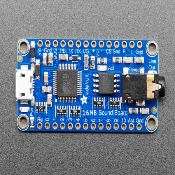 디바이스마트,MCU보드/전자키트 > 음악/앰프/녹음 > 기타,Adafruit,Adafruit Audio FX Sound Board - WAV/OGG Trigger with 16MB Flash [ada-2220],당신의 프로젝트에 오디오/사운드 이펙트를!! / Audio 사운드 보드 포함 / 배터리, 스피커, 브레드보드, 택트 스위치 미포함 / 3 to 5.5 VDC / 5종류의 트리거 효과