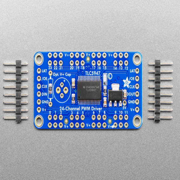 디바이스마트,LED/LCD > 드라이버/컨트롤러 > 드라이버 모듈,Adafruit,Adafruit 24-Channel 12-bit PWM LED Driver - SPI Interface - TLC5947 [ada-1429],24채널 PWM (LED 전용, 서보 컨트롤에는 부적합)을 컨트롤 하기 위한 제품 / TLC5947 PWM driver chip / 25.39mm x 51.1mm
