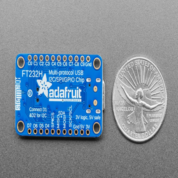 디바이스마트,MCU보드/전자키트 > 통신/네트워크 > USB관련,Adafruit,Adafruit FT232H Breakout - General Purpose USB to GPIO+SPI+I2C [ada-2264],컴퓨터, 아두이노 등 에서 직접 OLED, 컬러센서 또는 간단한 LED 작동을 컨트롤 할 수 있도록 해주는 모듈 / 많은 공통 프로토콜(SPI, I2C 등)에 동시에 명령할 수 있습니다 / FT232H chip & EEPROM / 23 x 38 x 4mm