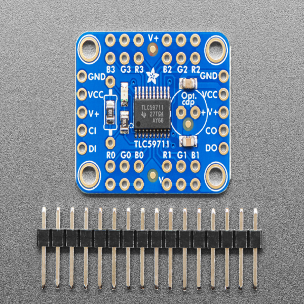 디바이스마트,MCU보드/전자키트 > 디스플레이 > LED,Adafruit,Adafruit 12-Channel 16-bit PWM LED Driver - SPI Interface - TLC59711 [ada-1455],12채널 PWM 드라이버 (16-bit) / TLC59711 PWM driver chip / 초 고해상도 PWM 보드 / LED 전용 (서보컨트롤은 권장하지 않습니다) / 5-17VDC, 3-5V logic / 22.75 x 28.38mm