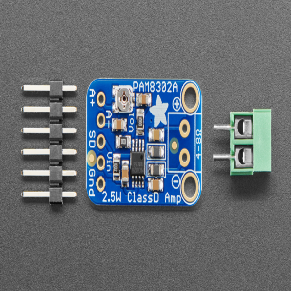 디바이스마트,MCU보드/전자키트 > 음악/앰프/녹음 > 앰프/증폭,Adafruit,Adafruit Mono 2.5W Class D Audio Amplifier - PAM8302 [ada-2130],모노 앰프, 오디오 증폭기 모듈 / PAM8302 사용 / 2 x 2.5W channels into 4Ω impedance speakers / class D controller / 2 - 5.5 VDC / 2.5W@4Ω, 10% THD, 1.5W@8Ω, 10% THD, with 5V Supply / 스피커 미포함 (4Ω 이상 스피커 권장) / 15 x 24mm