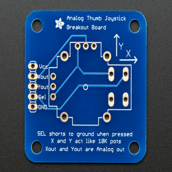 디바이스마트,오픈소스/코딩교육 > 아두이노 > 아두이노 스위치/릴레이모듈,Adafruit,Analog 2-axis Thumb Joystick with Select Button + Breakout Board [ada-512],1.5인치 wide x 1.5인치 long x 1.25인치 tall / up to 5V, 2 analog outputs