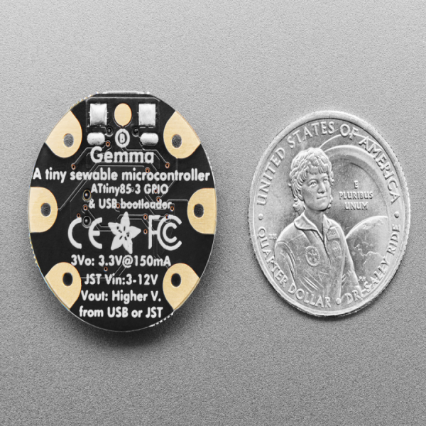 디바이스마트,MCU보드/전자키트 > 전원/신호/저장/응용 > 웨어러블 > 보드/모듈/키트,Adafruit,Adafruit GEMMA v2 - Miniature wearable electronic platform [ada-1222],약 1인치의 작은 wearable platform board / Attiny85 / 아두이노 호환 (상세 설명 참조) / Micro-B USB / On-Off switch