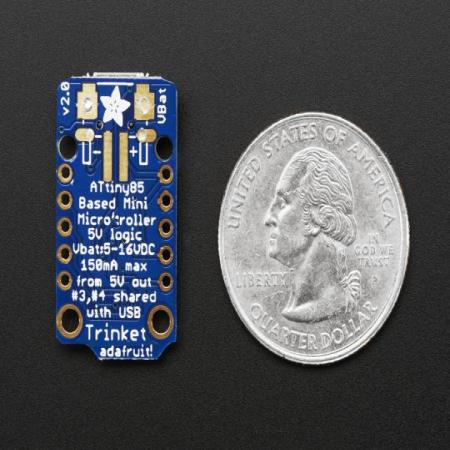 디바이스마트,오픈소스/코딩교육 > 아두이노 > 아두이노 호환보드,Adafruit,Adafruit Trinket - Mini Microcontroller - 5V Logic [ada-1501],Atmel ATtiny85 기반 / 5V Trinket / Mini-USB / Reset button / 31mm x 15.5 x 5mm /2015년9월부로mini usb 커넥터 대신 micro usb 커넥터로 변경되었습니다.