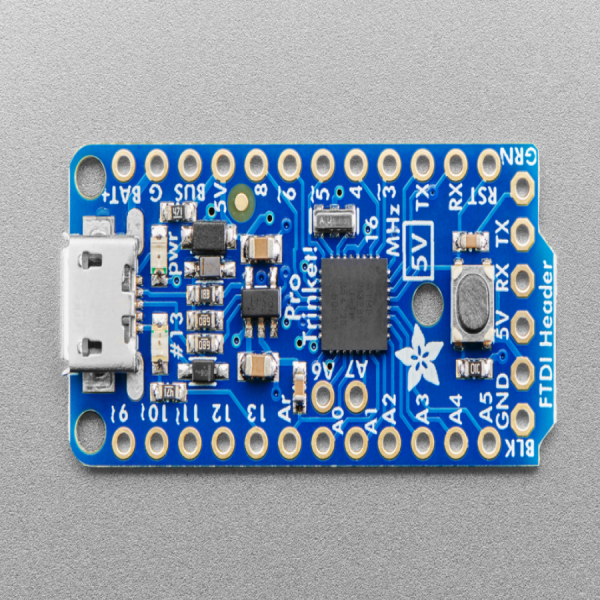 디바이스마트,오픈소스/코딩교육 > 아두이노 > 아두이노 호환보드,Adafruit,Adafruit Pro Trinket - 5V 16MHz [ada-2000],Arduino Pro Mini 와 비슷하지만 더 많은 Pin에, USB도 있습니다. (UNO에 버금가는 기능!) / Atmega328P chip / 5V logic, 16MHz clock / 18 GPIO, 2 extra analog inputs, 28K flash, 2K RAM / 38 x 18 x 2mm