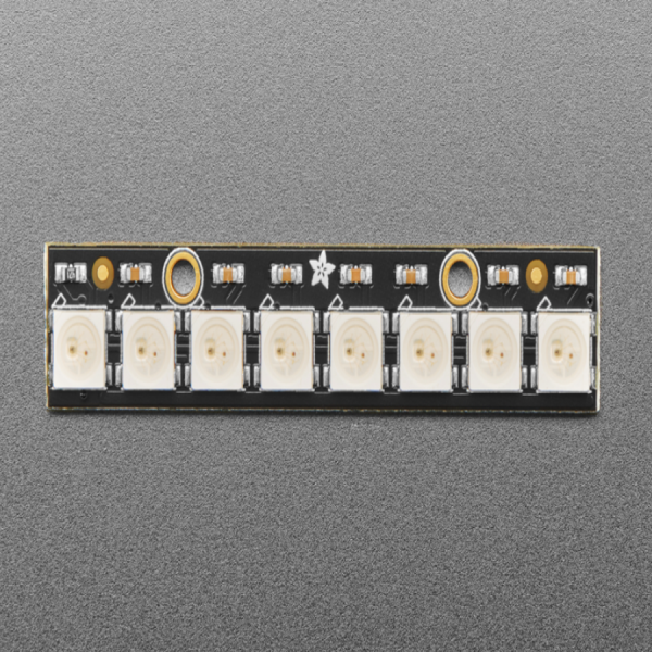 디바이스마트,LED/LCD > LED 인테리어조명 > LED 모듈,Adafruit,NeoPixel Stick - 8 x WS2812 5050 RGB LED with Integrated Drivers [ada-1426],8 x 5050 (5mm x 5mm) smart RGB LED + PCB + mounting holes / 5VDC (4-7V works) / 51.10mm / 10.22mm x 3.19mm