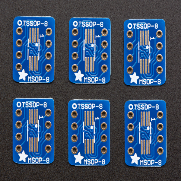 디바이스마트,커넥터/PCB > PCB기판/관련상품 > IC 변환기판 > 다기능 (복합) 변환기판,Adafruit,SMT Breakout PCB for SOIC-8, MSOP-8 or TSSOP-8 - 6 Pack! [ada-1212],8-TSSOP/8-MSOP, 8-SOIC 칩셋을 PCB에 활용하기 위한 키트
